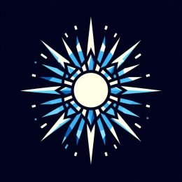 An illustrative logo of a frozen sunburst