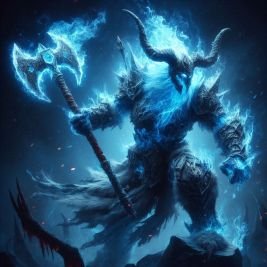 The Winter King wielding his battle axe in an impressive pose