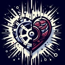 A half broken illustrative logo of a clockwork heart