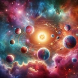 An abstract render of what the curbian solar system could look like